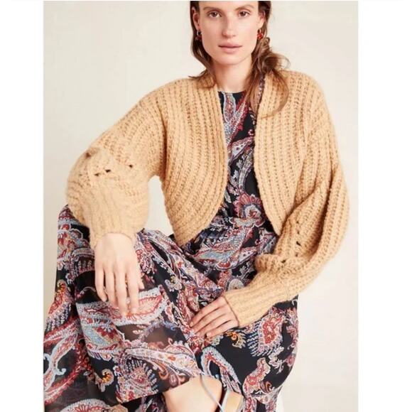 Anthropologie Rae Cropped Cardigan in Honey - Picture 3 of 9